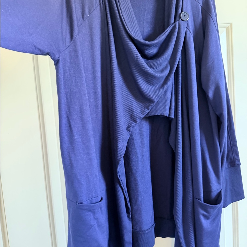 Chico's Zenergy Deep Blue Drape Cardigan - Picture 2 of 6